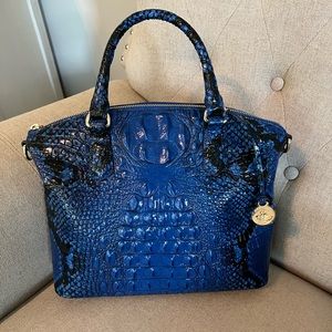 NWT Brahmin Duxberry Satchel in Blue Viper Ombre
